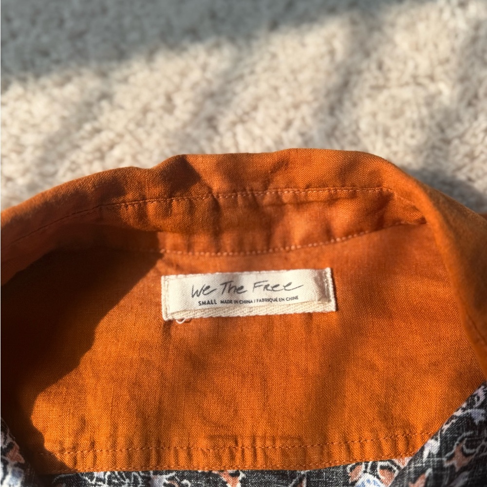 We The Free Orange and Black Patterned Shirt